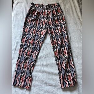 NY Collection Geometric Pink and Black Pants
